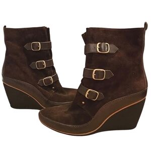 CAMPER Women's Julia Wedges Heels Brown Leather.. Size 7.5